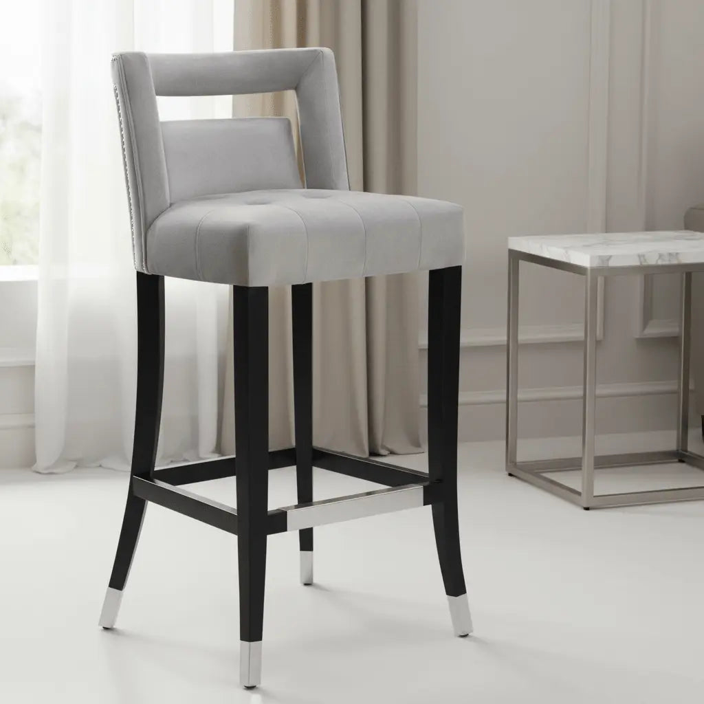 Hart Grey Velvet Counter Stool Counter Stools| TOV