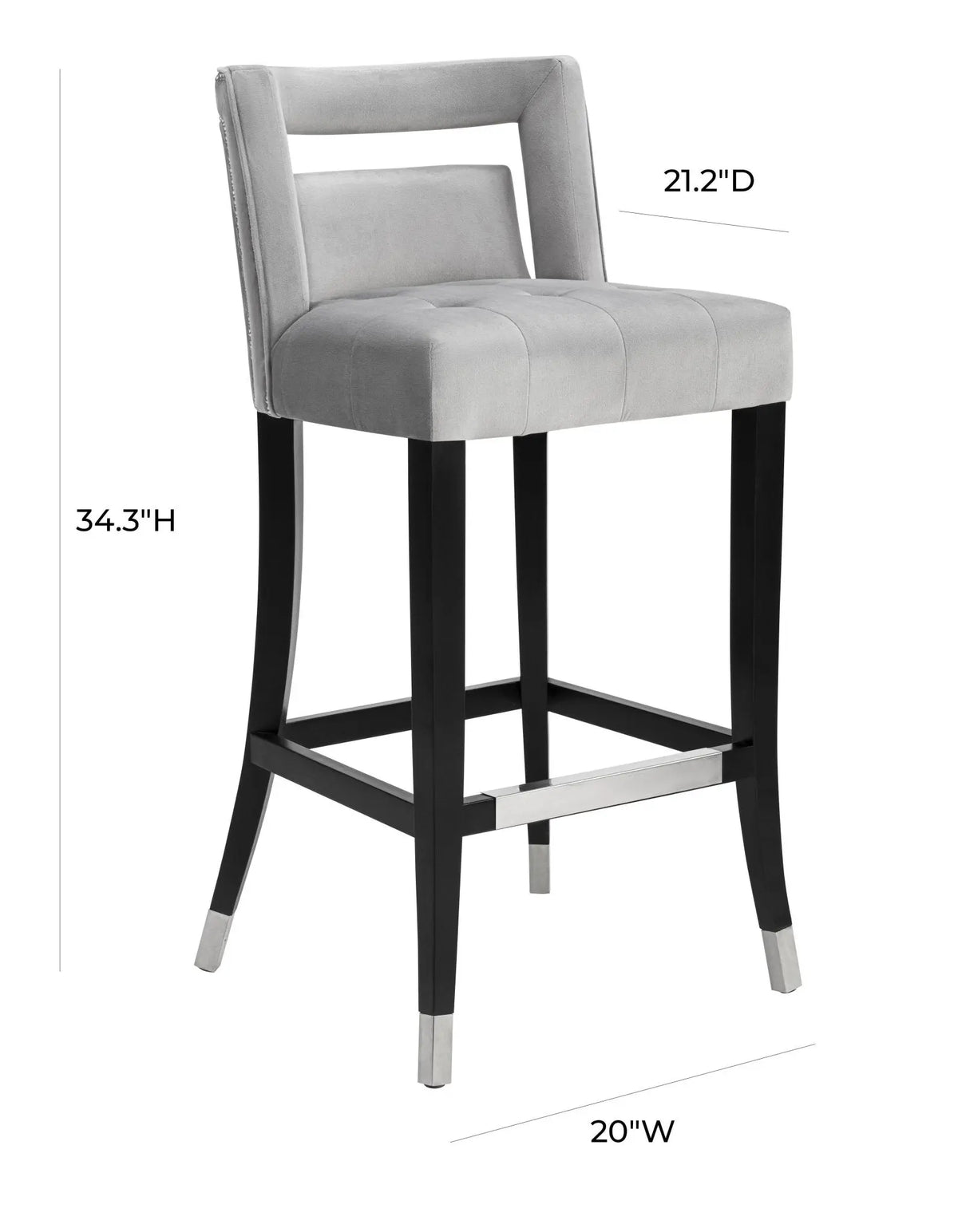 Hart Grey Velvet Counter Stool Counter Stools| TOV