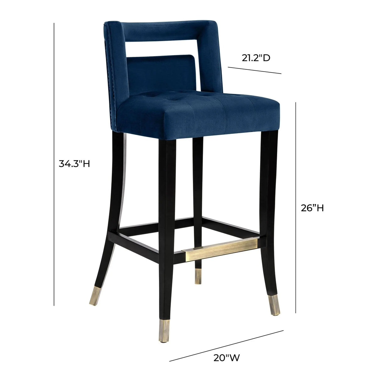 Hart Navy Velvet Counter Stool Counter Stools| TOV
