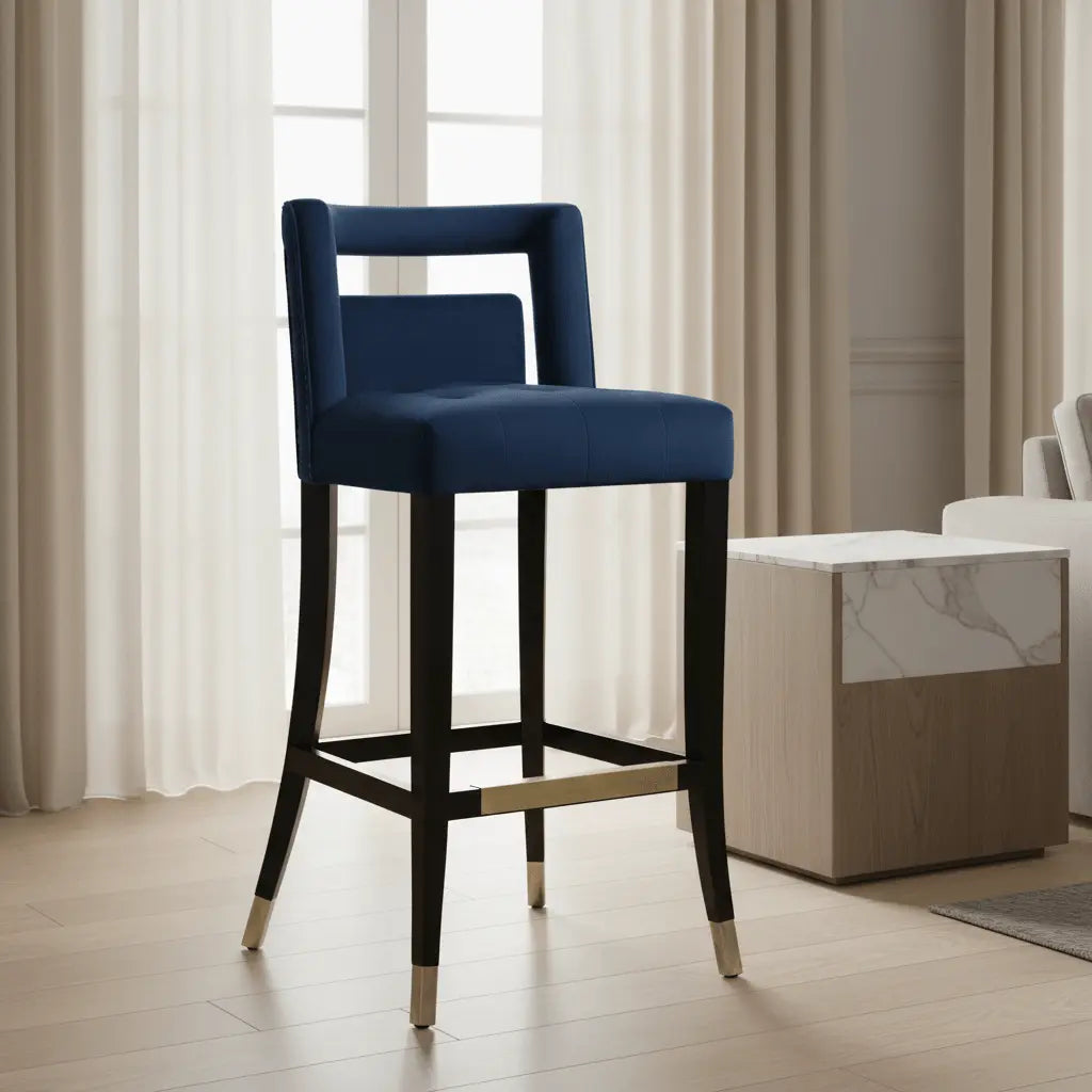 Hart Navy Velvet Counter Stool Counter Stools| TOV