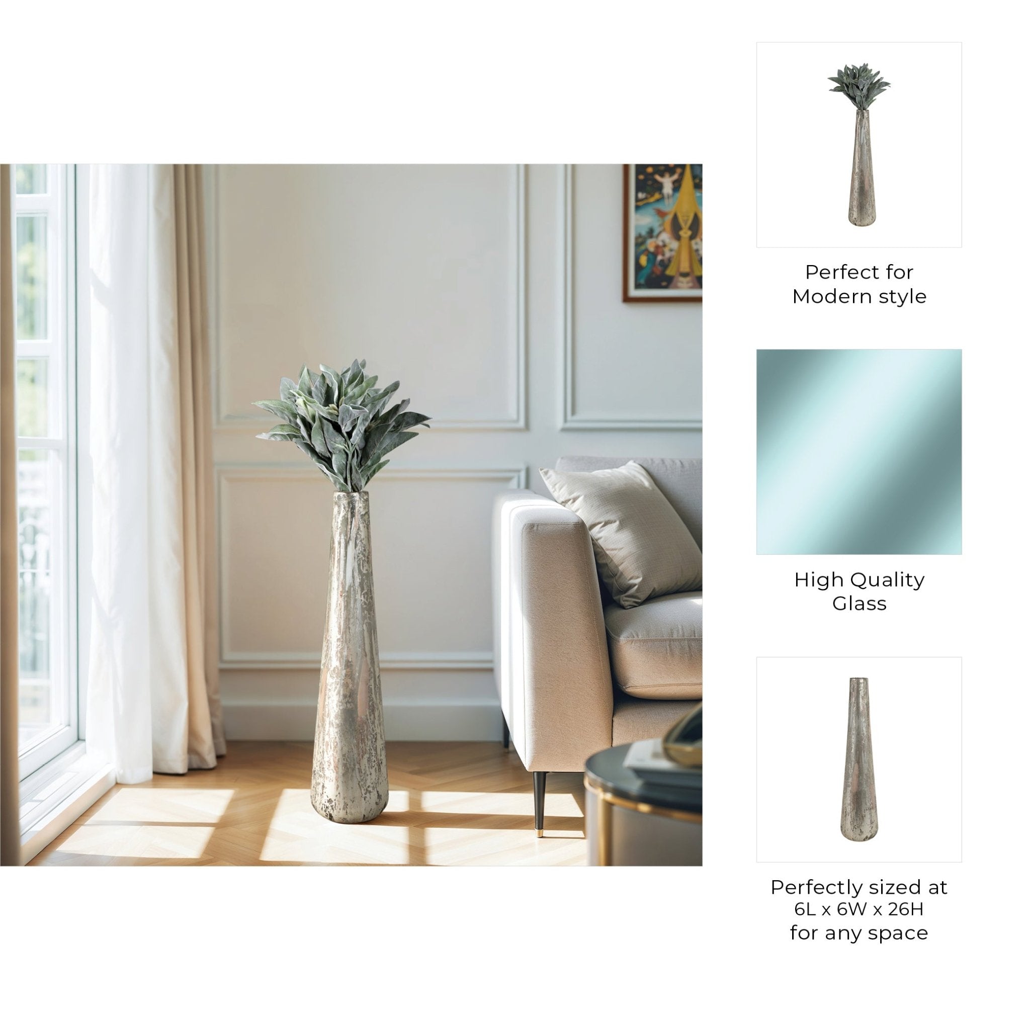 Harte Glass Floor Vase Vases and Jars| Sagebrook Home