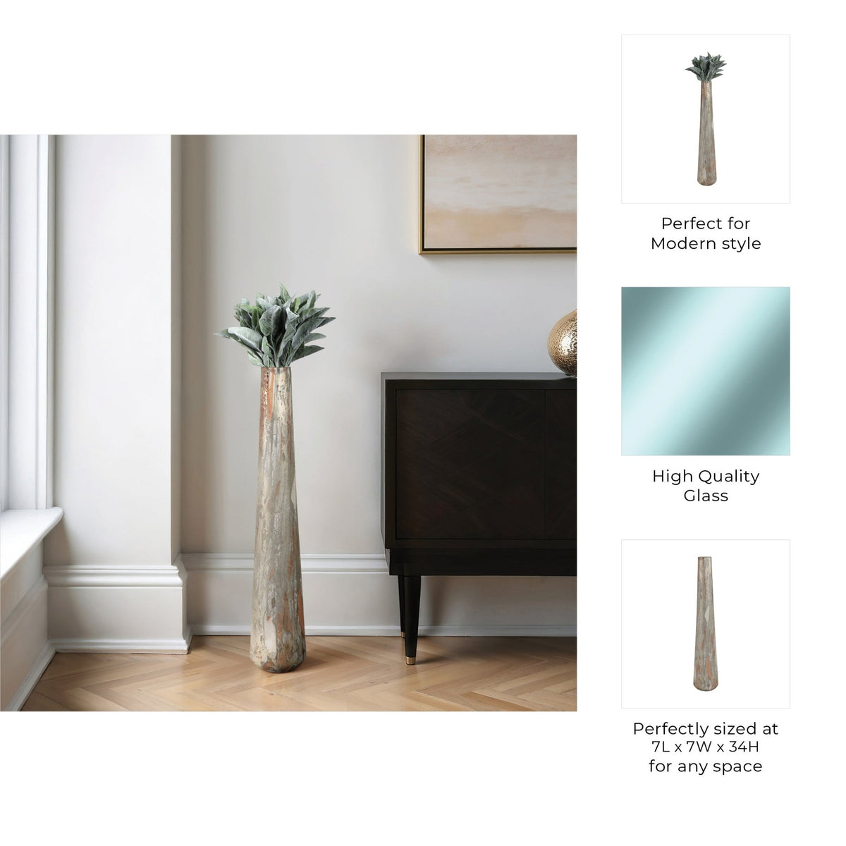 Harte Glass Floor Vase Vases and Jars| Sagebrook Home