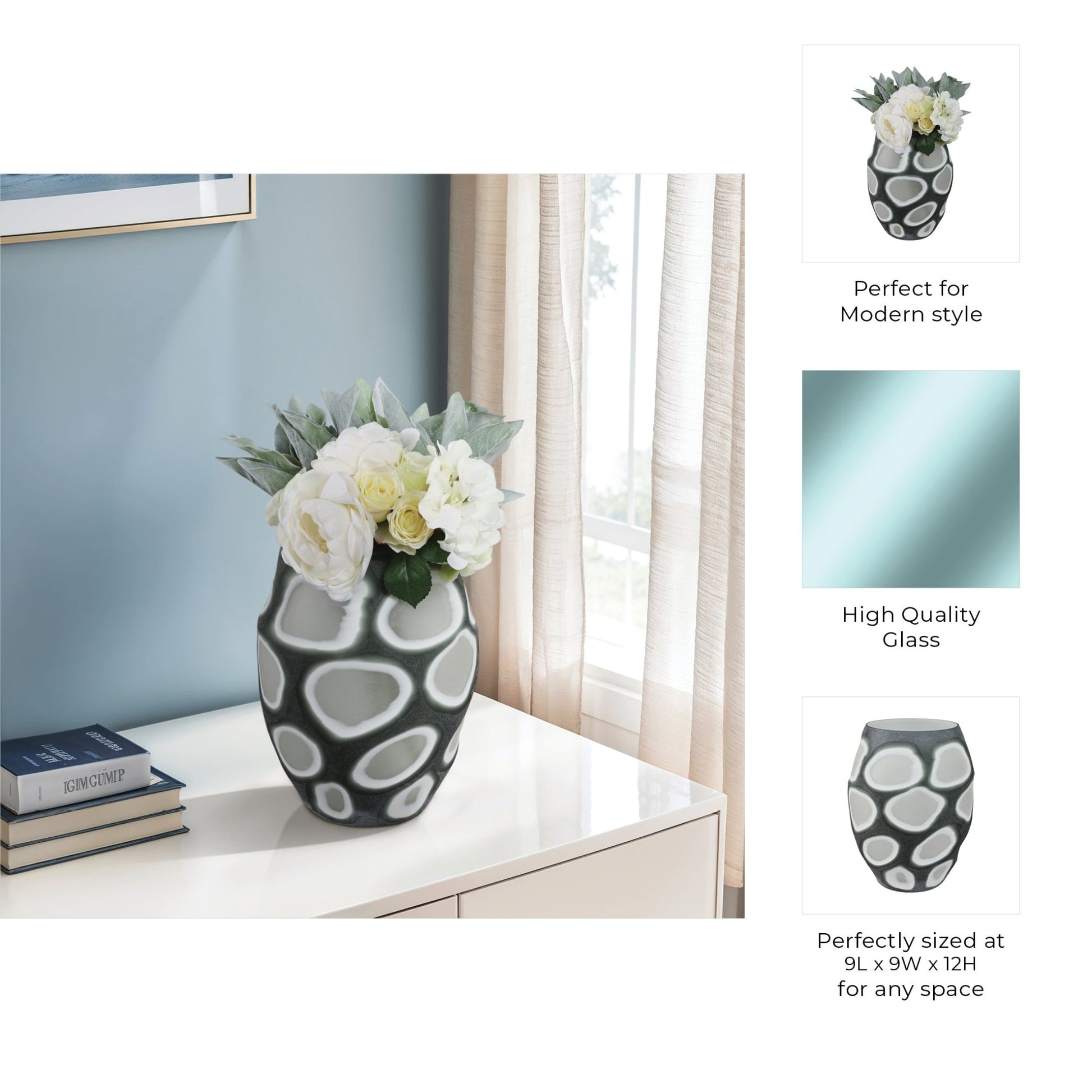 Havre Grey Glass Vase Vases and Jars| Sagebrook Home