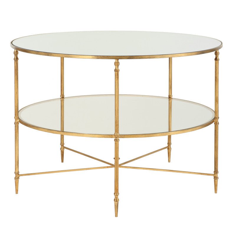 Henzler 106 W x 76 H x 106 D Gold Round Coffee Table with Mirror Top Coffee Tables| Uttermost