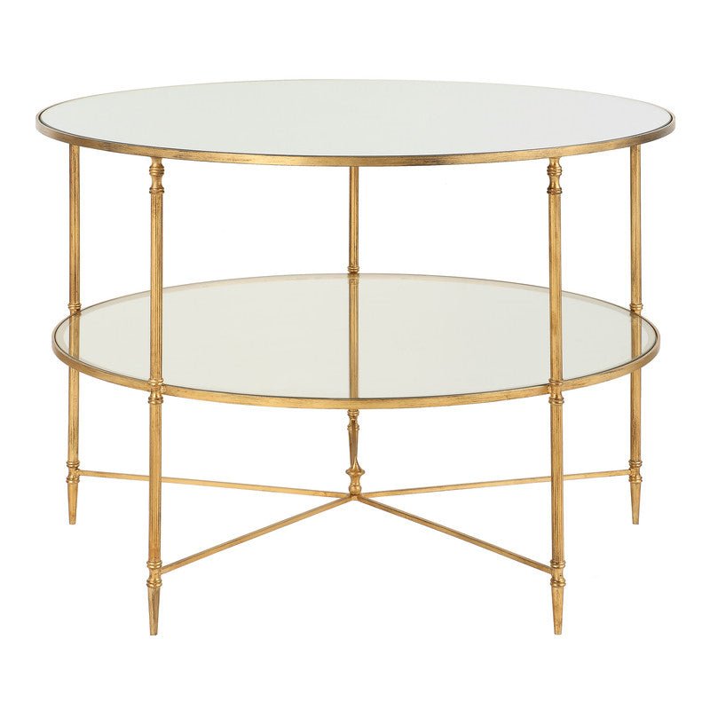 Henzler 106 W x 76 H x 106 D Gold Round Coffee Table with Mirror Top Coffee Tables| Uttermost