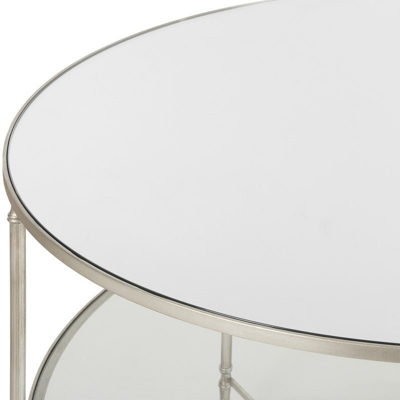 Henzler 106 W x 76 H x 106 D Round Coffee Table with Mirror Top - Al Rugaib Furniture