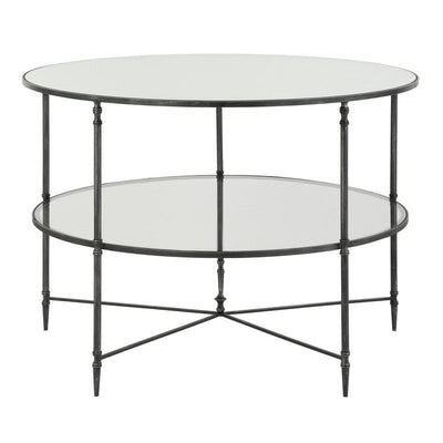 Henzler 106 W x 76 H x 106 D Round Coffee Table with Mirror Top - Al Rugaib Furniture