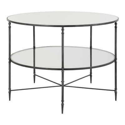 Henzler 106 W x 76 H x 106 D Round Coffee Table with Mirror Top - Al Rugaib Furniture