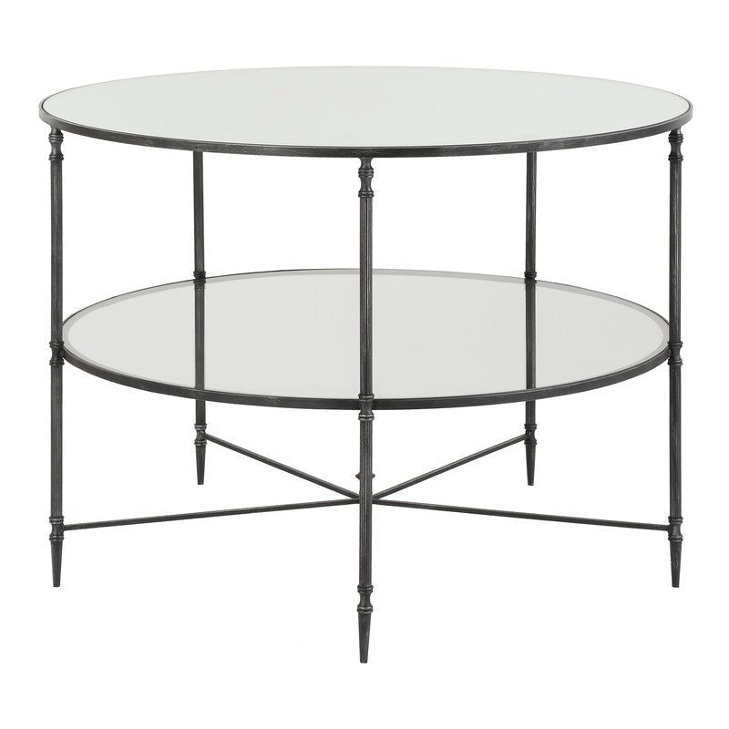 Henzler 106 W x 76 H x 106 D Round Coffee Table with Mirror Top - Al Rugaib Furniture