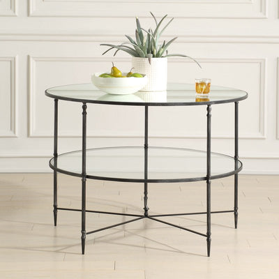 Henzler 106 W x 76 H x 106 D Round Coffee Table with Mirror Top - Al Rugaib Furniture