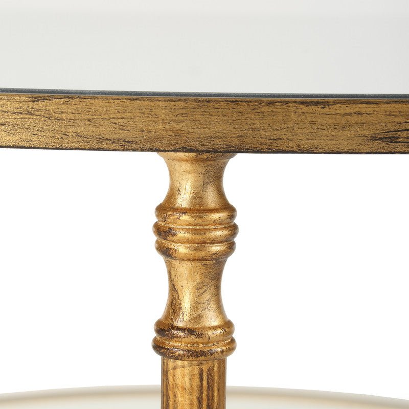 Henzler 106 W x 76 H x 106 D Round Coffee Table with Mirror Top - Al Rugaib Furniture