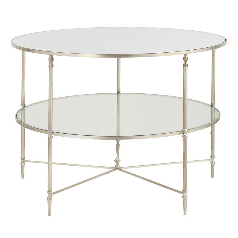 Henzler 106 W x 76 H x 106 D Round Coffee Table with Mirror Top - Al Rugaib Furniture