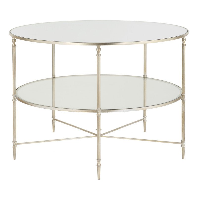 Henzler 106 W x 76 H x 106 D Round Coffee Table with Mirror Top - Al Rugaib Furniture