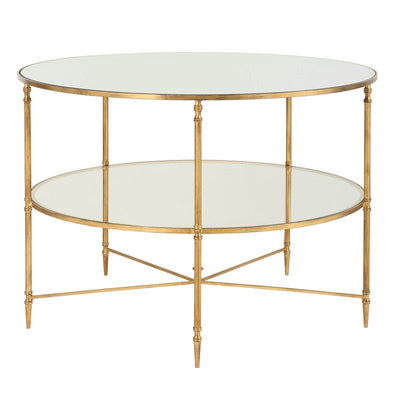 Henzler 106 W x 76 H x 106 D Round Coffee Table with Mirror Top - Al Rugaib Furniture