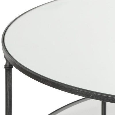 Henzler 106 W x 76 H x 106 D Round Coffee Table with Mirror Top - Al Rugaib Furniture