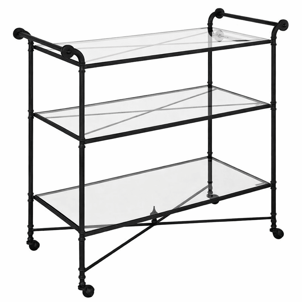 Henzler 106 W x 95 H x 45 D Black Bar Cart with Mirror Top Serving Carts| Uttermost