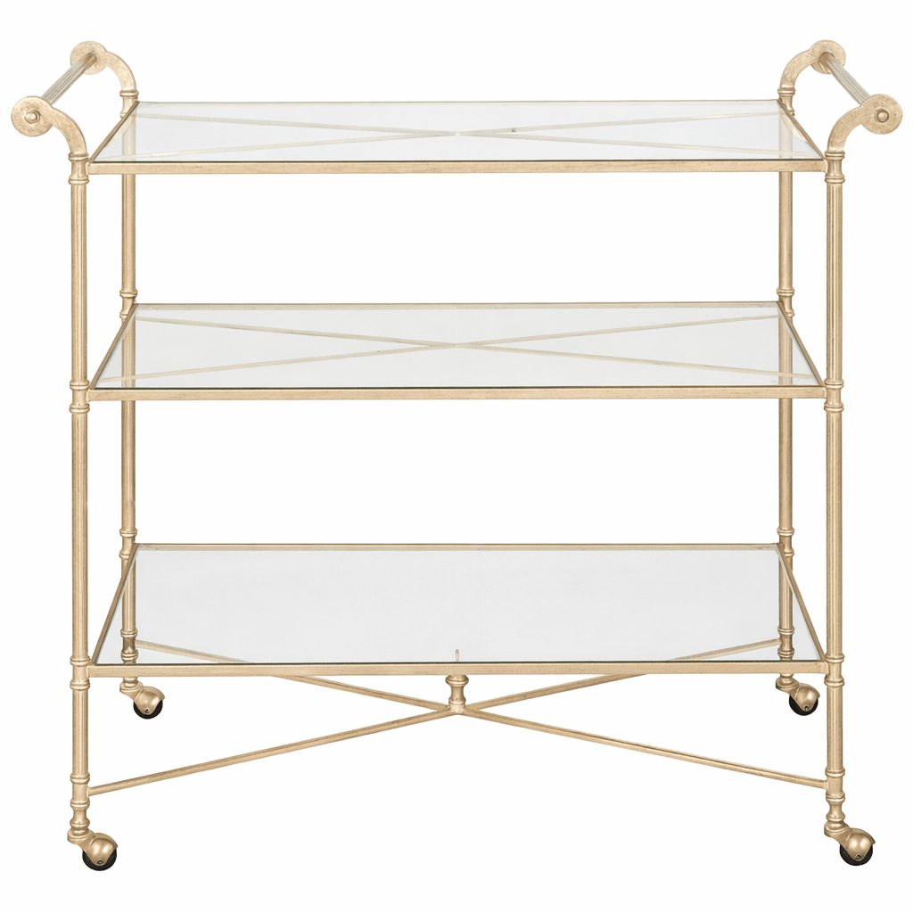 Henzler 106 W x 95 H x 45 D Champagne Bar Cart with Mirror Top Serving Carts| Uttermost