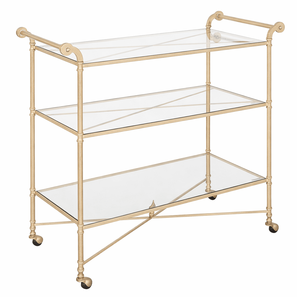 Henzler 106 W x 95 H x 45 D Champagne Bar Cart with Mirror Top Serving Carts| Uttermost