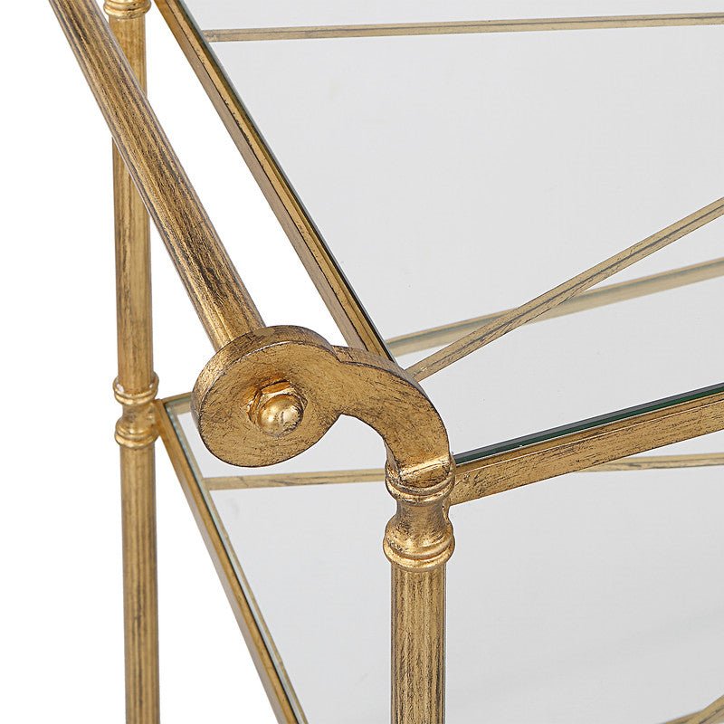 Henzler 106 W x 95 H x 45 D Gold Bar Cart with Mirror Top Serving Carts| Uttermost