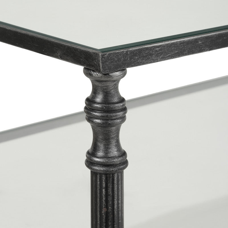 Henzler 114 W x 83 H x 35 D Black Rectangle Console Table with Mirror Top Consoles & Sideboards| Uttermost