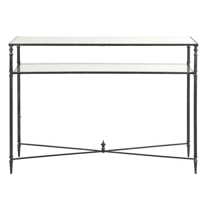 Henzler 114 W x 83 H x 35 D Black Rectangle Console Table with Mirror Top Consoles & Sideboards| Uttermost