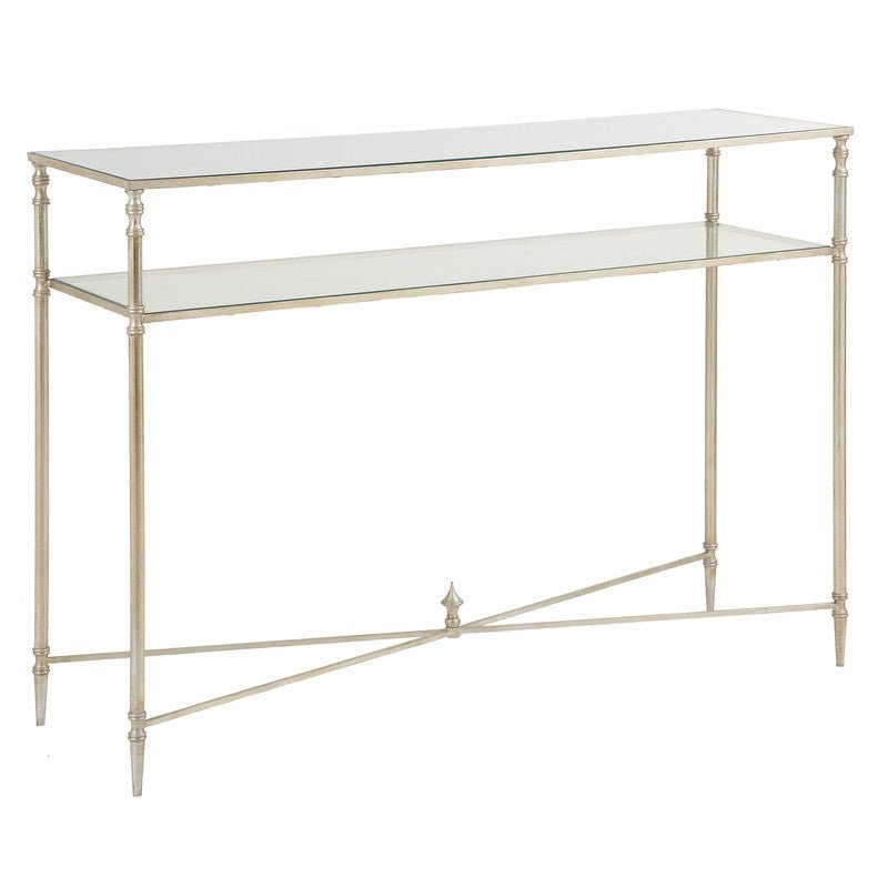 Henzler 114 W x 83 H x 35 D Champagne Rectangle Console Table with Mirror Top Consoles & Sideboards| Uttermost