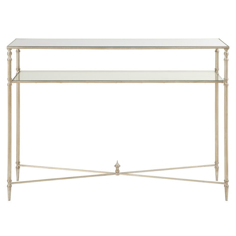 Henzler 114 W x 83 H x 35 D Champagne Rectangle Console Table with Mirror Top Consoles & Sideboards| Uttermost