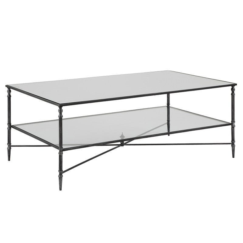 Henzler 121 W x 48 H x 71 D Black Rectangle Coffee Table with Mirror Top Coffee Tables| Uttermost