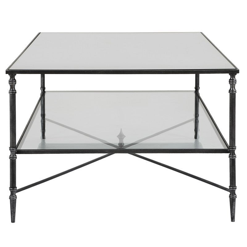 Henzler 121 W x 48 H x 71 D Black Rectangle Coffee Table with Mirror Top Coffee Tables| Uttermost