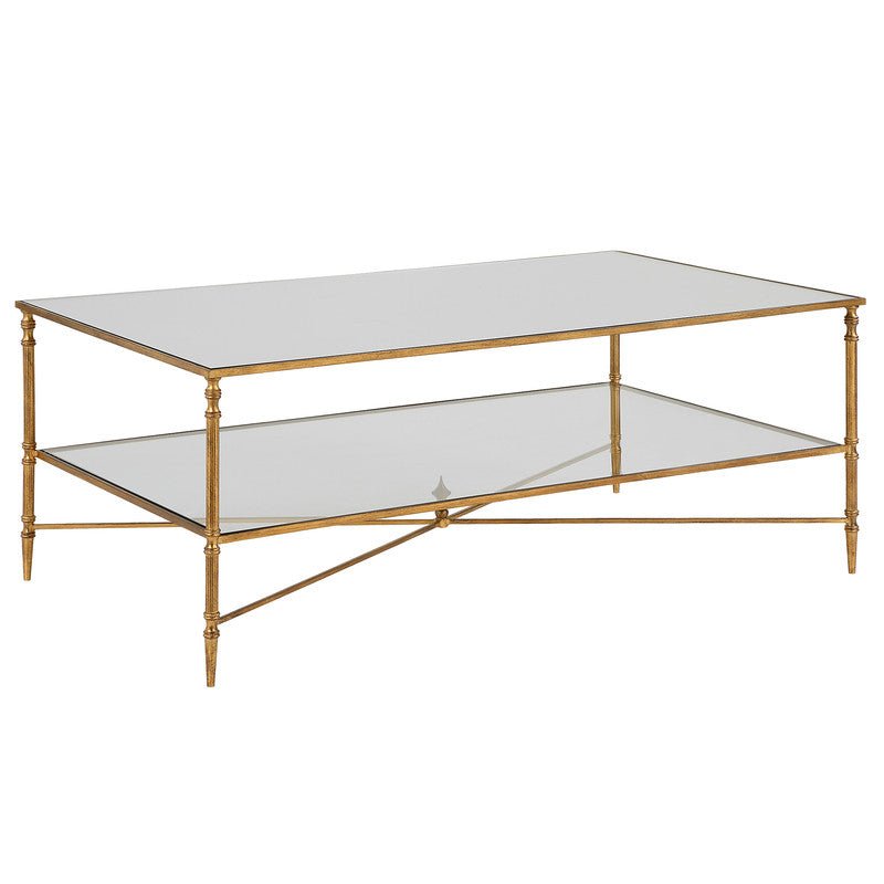 Henzler 121 W x 48 H x 71 D Gold Rectangle Coffee Table with Mirror Top Coffee Tables| Uttermost