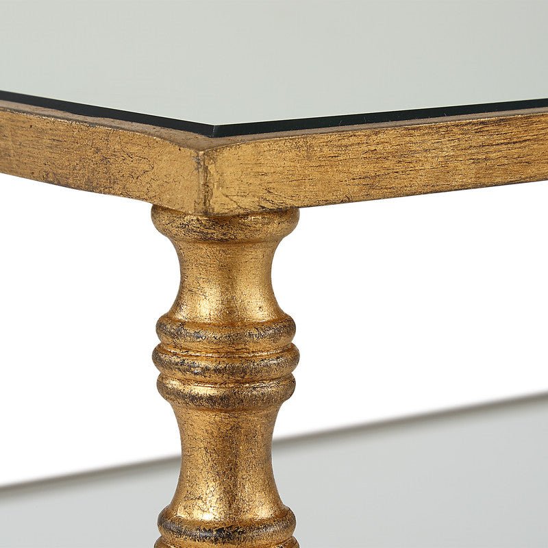 Henzler 121 W x 48 H x 71 D Gold Rectangle Coffee Table with Mirror Top Coffee Tables| Uttermost