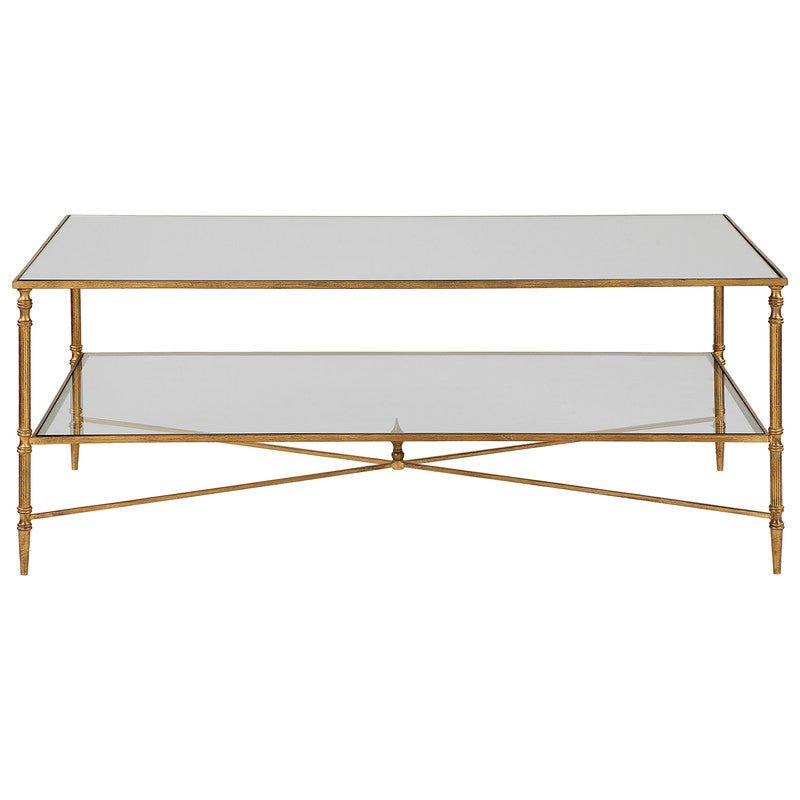 Henzler 121 W x 48 H x 71 D Gold Rectangle Coffee Table with Mirror Top Coffee Tables| Uttermost