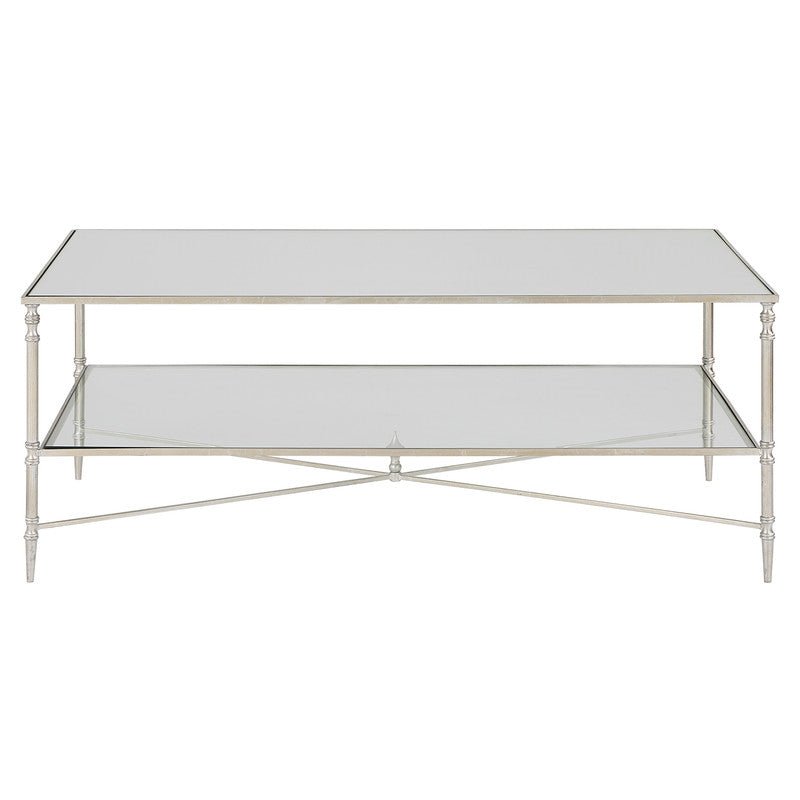 Henzler 121 W x 48 H x 71 D Silver Rectangle Coffee Table with Mirror Top Coffee Tables| Uttermost