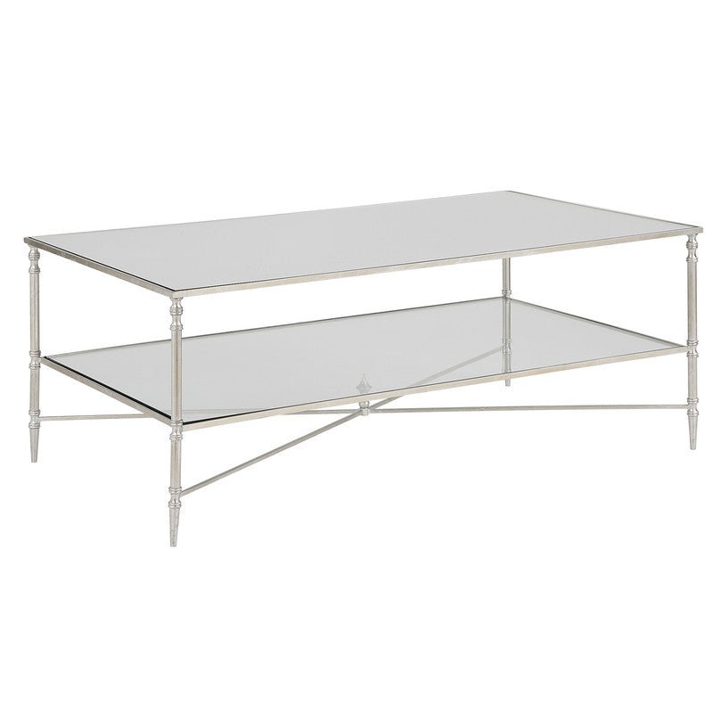 Henzler 121 W x 48 H x 71 D Silver Rectangle Coffee Table with Mirror Top Coffee Tables| Uttermost