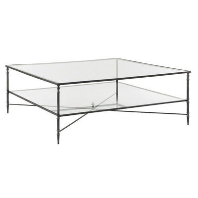 Henzler 126 W x 47 H x 126 D Black Square Coffee Table with Glass Top - Al Rugaib Furniture