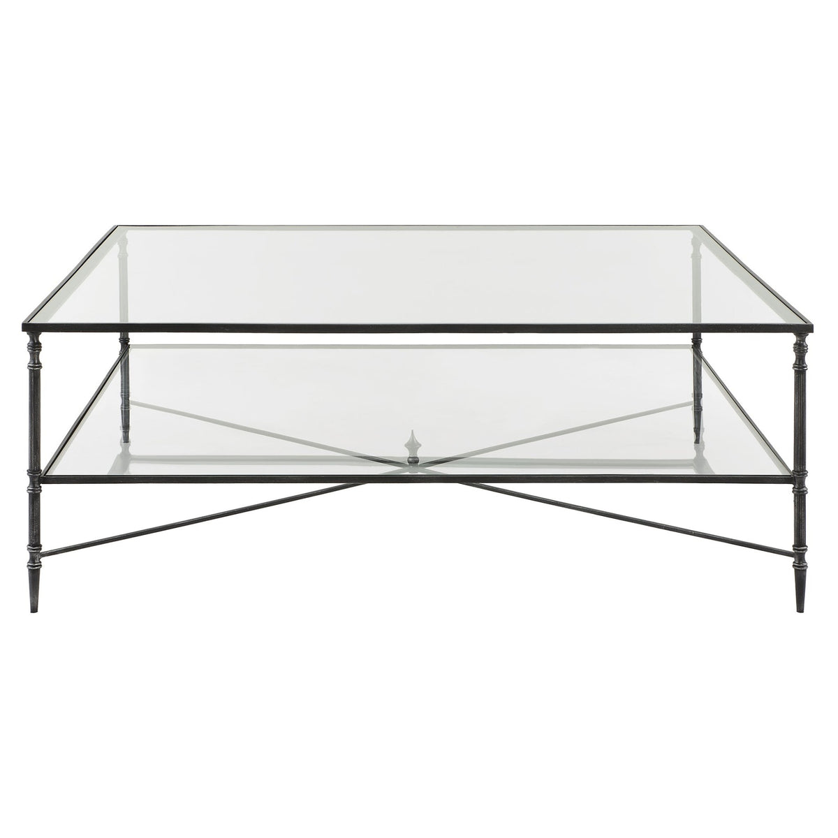 Henzler 126 W x 47 H x 126 D Black Square Coffee Table with Glass Top Coffee Tables| Uttermost