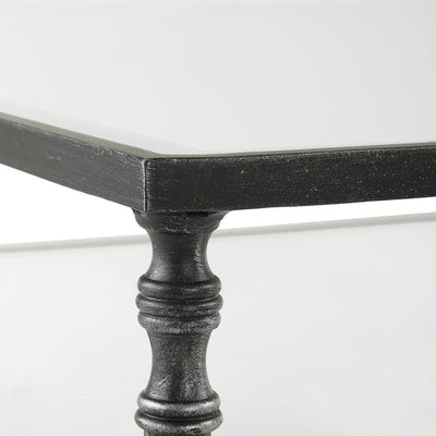 Henzler 126 W x 47 H x 126 D Black Square Coffee Table with Glass Top - Al Rugaib Furniture