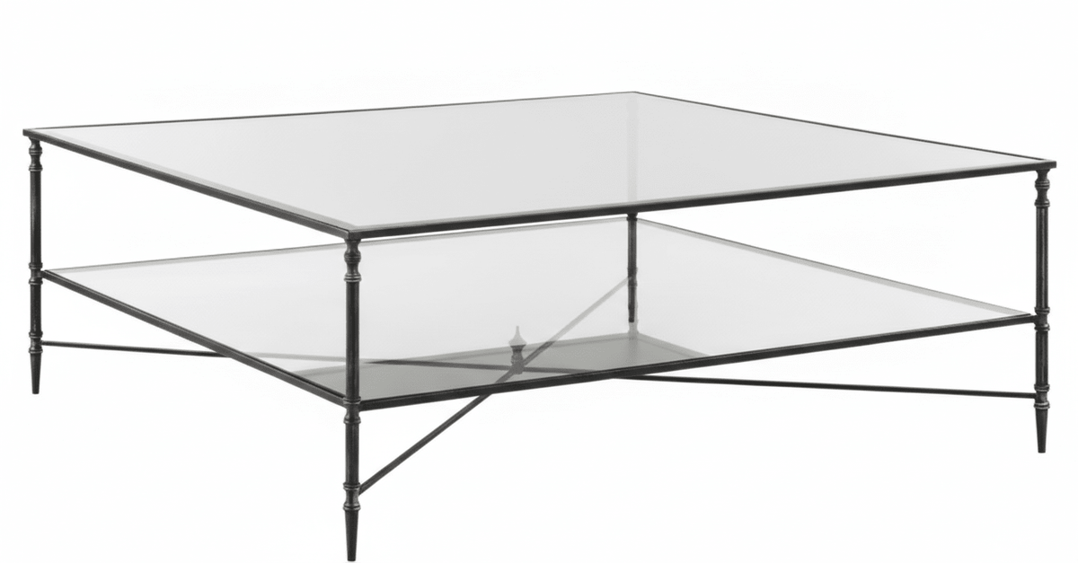 Henzler 126 W x 47 H x 126 D Black Square Coffee Table with Glass Top Coffee Tables| Uttermost
