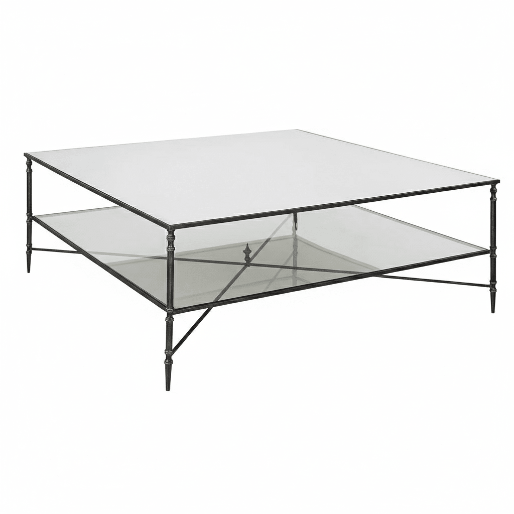 Henzler 126 W x 47 H x 126 D Black Square Coffee Table with Mirror Top Coffee Tables| Uttermost