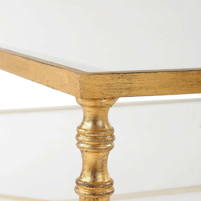 Henzler 126 W x 47 H x 126 D Gold Square Coffee Table with Glass Top - Al Rugaib Furniture