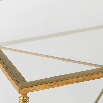 Henzler 126 W x 47 H x 126 D Gold Square Coffee Table with Glass Top - Al Rugaib Furniture