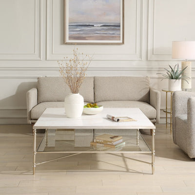 Henzler 126 W x 47 H x 126 D Square Coffee Table with Marble Top - Al Rugaib Furniture
