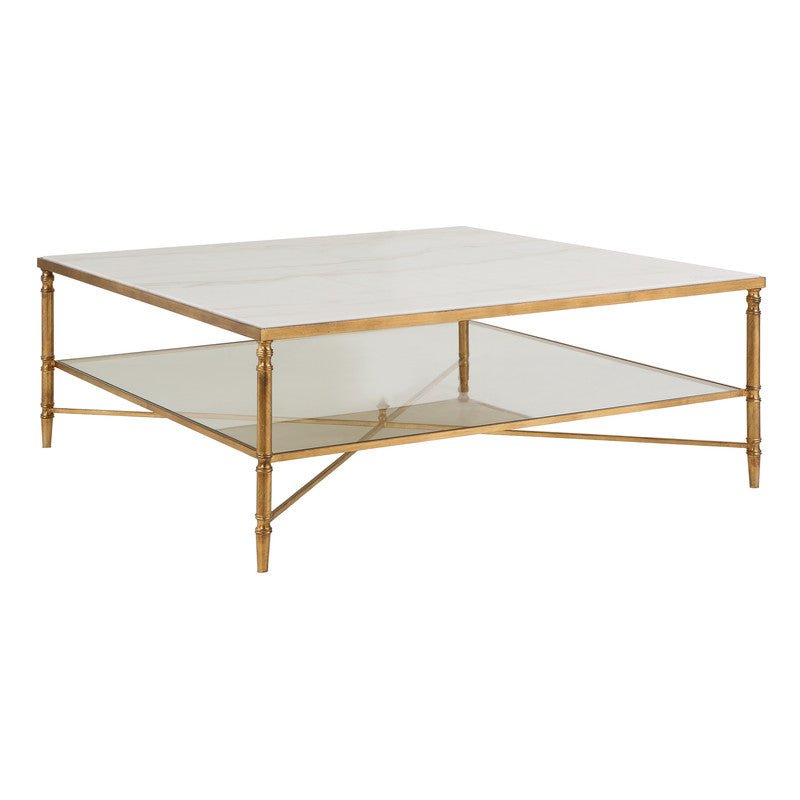 Henzler 126 W x 47 H x 126 D Square Coffee Table with Marble Top - Al Rugaib Furniture
