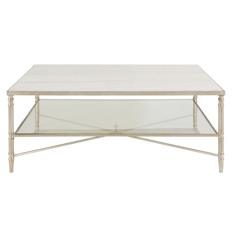 Henzler 126 W x 47 H x 126 D Square Coffee Table with Marble Top - Al Rugaib Furniture