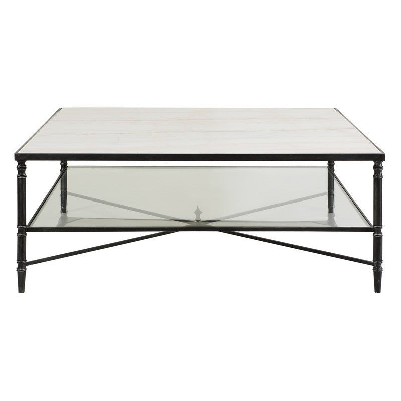 Henzler 126 W x 47 H x 126 D Square Coffee Table with Marble Top - Al Rugaib Furniture
