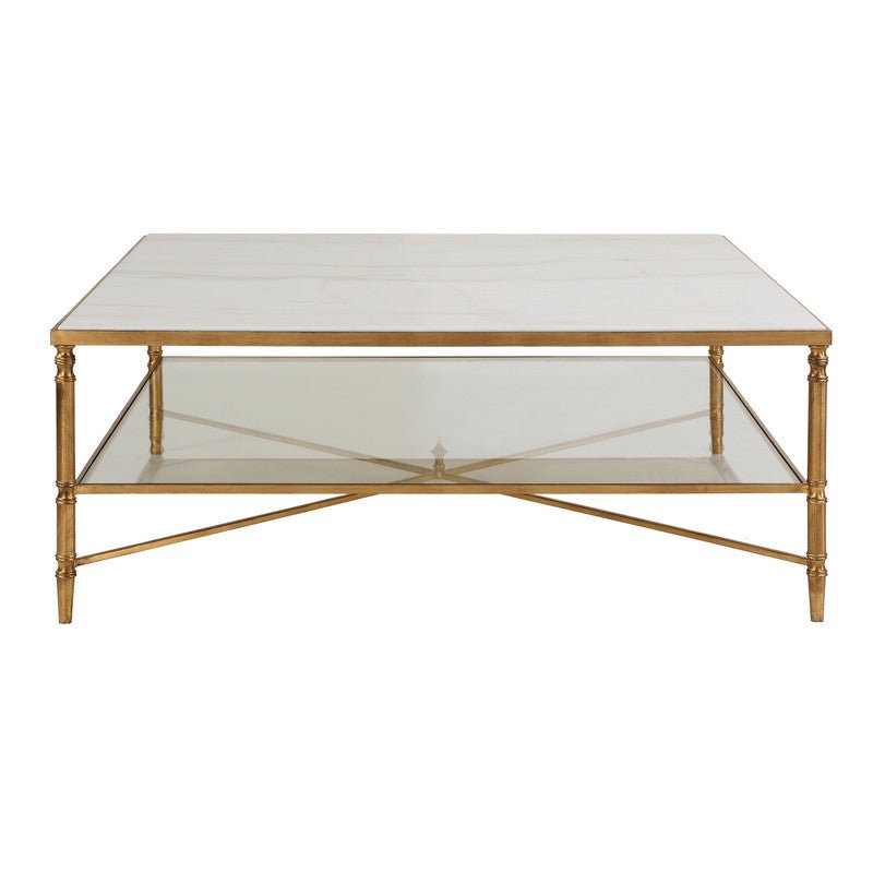Henzler 126 W x 47 H x 126 D Square Coffee Table with Marble Top - Al Rugaib Furniture