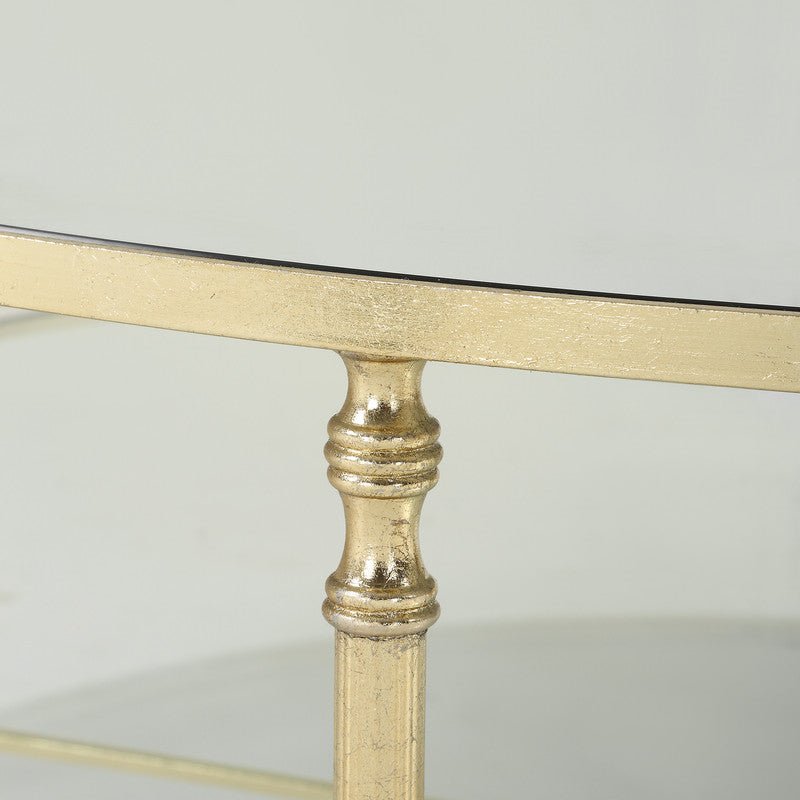 Henzler 126 W x 49 H x 126 D Champagne Round Coffee Table with Mirror Top Coffee Tables| Uttermost