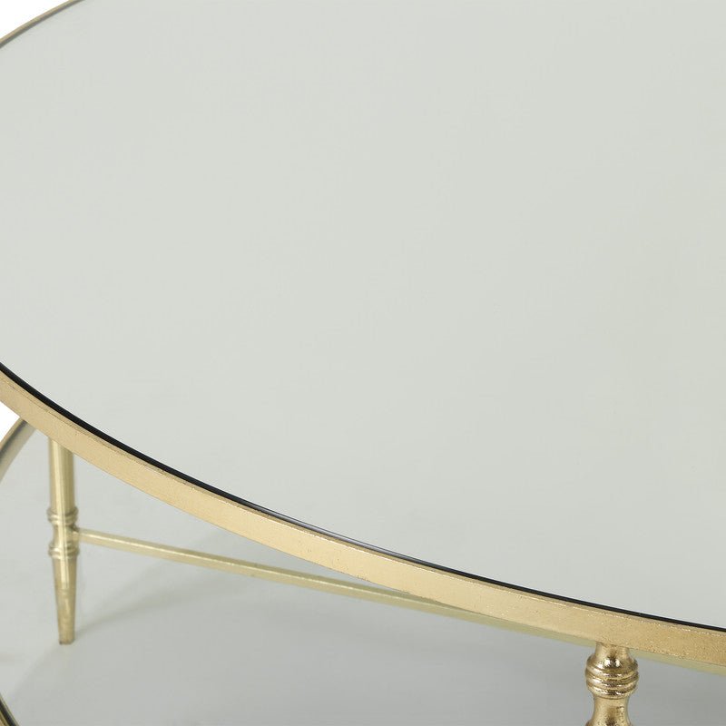 Henzler 126 W x 49 H x 126 D Champagne Round Coffee Table with Mirror Top Coffee Tables| Uttermost