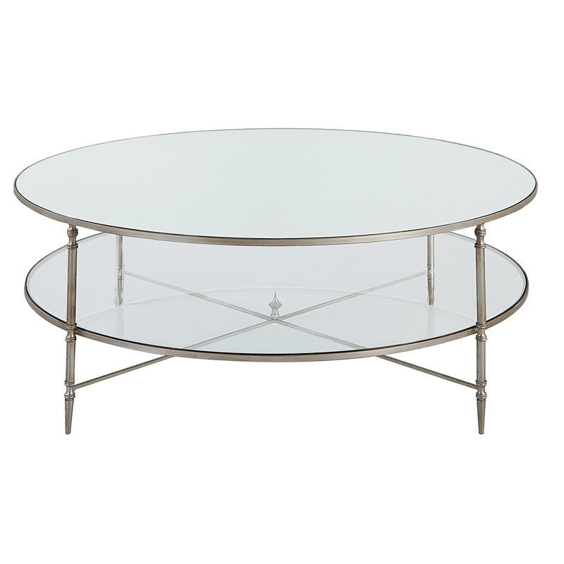 Henzler 126 W x 49 H x 126 D Silver Round Coffee Table with Mirror Top Coffee Tables| Uttermost