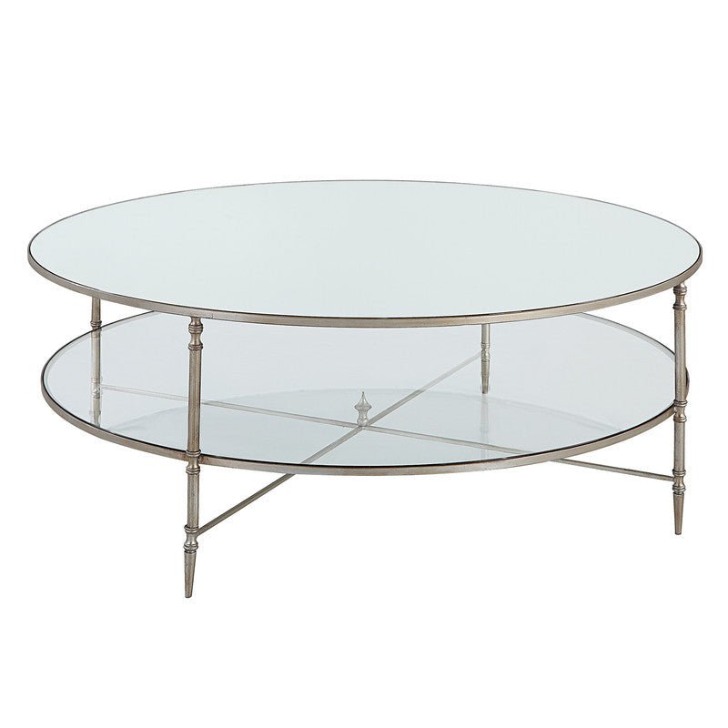 Henzler 126 W x 49 H x 126 D Silver Round Coffee Table with Mirror Top Coffee Tables| Uttermost